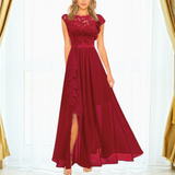 Joanne | Rüschen Maxi Festliches Kleid – Rot