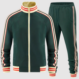 Oscar - Set aus gestreiftem Trainingsanzug und Sporthose für Herren – Grün