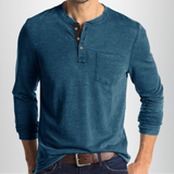 Charles - Langärmeliges Herren-T-Shirt – Blau