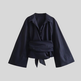 Damen Top | Locker geschnitten mit Taillenband – Blau