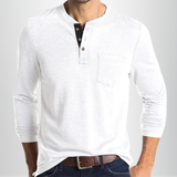 Charles - Langärmeliges Herren-T-Shirt – Weiß