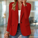 Damen Blazer | Jacke mit Taschen und Revers – Rot