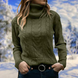 Pullover mit langem kragen und langen armeln für damen – Braun
