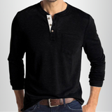 Charles - Langärmeliges Herren-T-Shirt – Schwarz