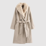 Gerd - klassischer wintermantel mit beigem gürtel für damen – Beige
