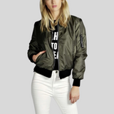 Damen Bomber-Übergangsjacke | Langarm – Grün