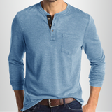 Charles - Langärmeliges Herren-T-Shirt – Hellblau