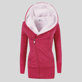Brie – fleece cardigan mit kapuze – Rot