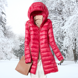 Klassische - wattierte winterjacke mit kapuze für damen – Rot