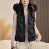 Softline Édition™ Steppweste mit Abnehmbarem Kunstpelzkragen / Die Eleganteste Schicht des Winters! – Schwarz