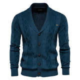 Waldemar - Herren-Cardigan mit Knopfleiste – Blau