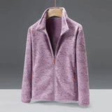 Unisex Modische Fleece Jacke | Warme – Hellviolett (Damen)