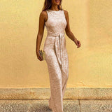Femke | Glänzender Jumpsuit für Damen – Champagner