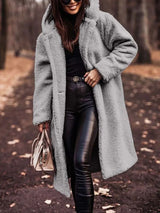 Bridgette - Teddy Jacke Plüsch Pelzmantel – Grau