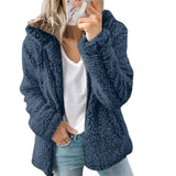 Damen Lässiges Kapuze Jacke | Warme – Blau