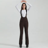 Damen Hose | Ausführung mit Trägern und elastischem Bund – Braun