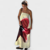 Elegantes schulterfreies ärmelloses Maxikleid – Rot