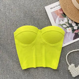Bustier-Top mit Rippstruktur und geformten Cups für Damen – Geel