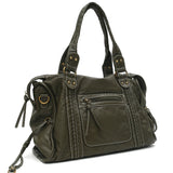 Vintage Vegan Schultertasche – Elegante Damen Crossbody Bag aus Eco-Leder – OLIVE