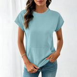 Elara™ T-Shirt Mit Leichtem Fall und Minimalistischem Design – Blau