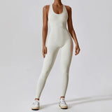 Solider Yoga-Jumpsuit für Damen – Einteilige Activewear für Yoga & Pilates – Sahne Aprikose