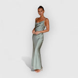 Daira | Elegantes Satinkleid – Hellgrün