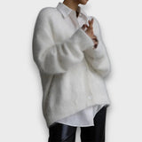 Laria – Kuscheliger Cardigan mit klassischem Schnitt – Weiß