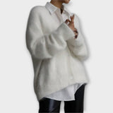 Amira | Kuscheliger Cardigan mit Knopfdetails – Weiß