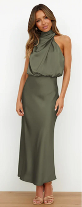 Luna - Maxikleid mit Drapierung – Grün
