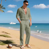 Malibu-Set™ aus Baumwoll-Leinen mit Raffiniertem Design – Hellgrün