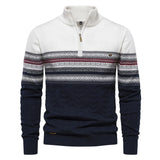 Herren Retro Half-Zip Pullover – Weiß