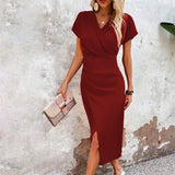 Festliches Midikleid für Damen | Hochzeitsgast – Burgund