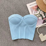 Bustier-Top mit Rippstruktur und geformten Cups für Damen – Lichtblauw