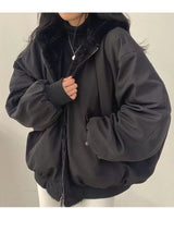 Damen-Winterjacke mit langem ärmelschnitt | Wintertauglich – Schwarz