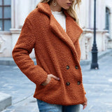 Nela - Teddyjacke kurz und kuschelig warm – Orange
