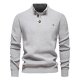 Konrad - Stilvoller Herrenpullover mit Knopfdesign – Lichtgrau