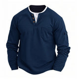 Tikhon – Stilvolles Langarm Hemd Mit Taschen – Marineblau