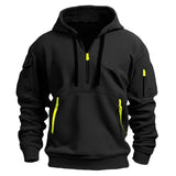 Pullover Herren Mit Kapuze | Halbreißverschluss Outdoor Stil – Schwarz