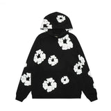 Lässiger Damen Hoodie mit Blumenmuster - Amara – Schwarz