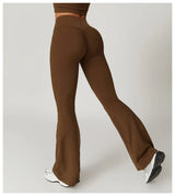 Damen Hose Yoga | hohe Taille mit seitlichem Bundabschluss – Braun