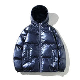 Armand | gesteppte warme puffer-winterjacke für männer – Kappe blau
