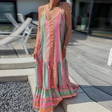 Damen Bedruckt Maxi Sommerkleid – Rosa