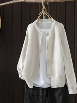 ELARA | PERLEN-KNOPF CARDIGAN – Creme