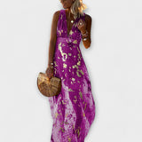 Almera – Leichtes Maxikleid mit goldenen Reflexen – Lila