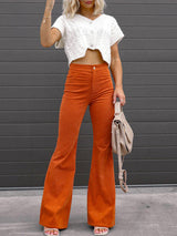 Cord Schlaghosen mit Taschen – Orange
