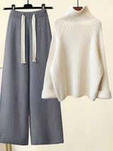 Winterstrickset - wärme und stil in einem eleganten outfit – Grau-Weiß einstellen