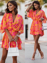 Tayo - Fashion Minikleid – Orange und rosa Blumen