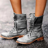 Sabina - Modische Lederstiefel – Grau
