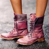 Sabina - Modische Lederstiefel – Rot