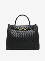 Vivienne | Klassische Oversized Woven Bag Aus Veganer Leder – Schwarz